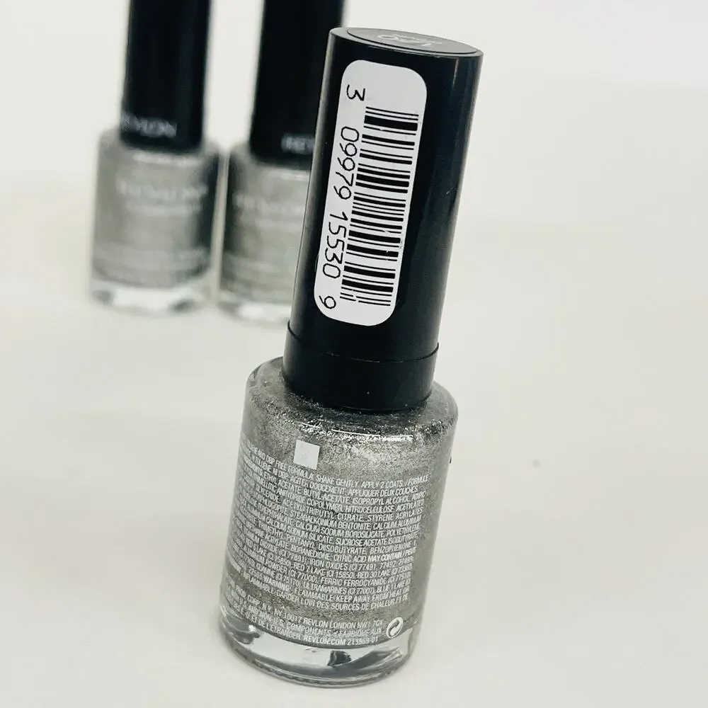 Lot Of‎ 3 Revlon Colorstay Nail Enamel #160 Sequin 0.4 Fl Oz Glitter Silver